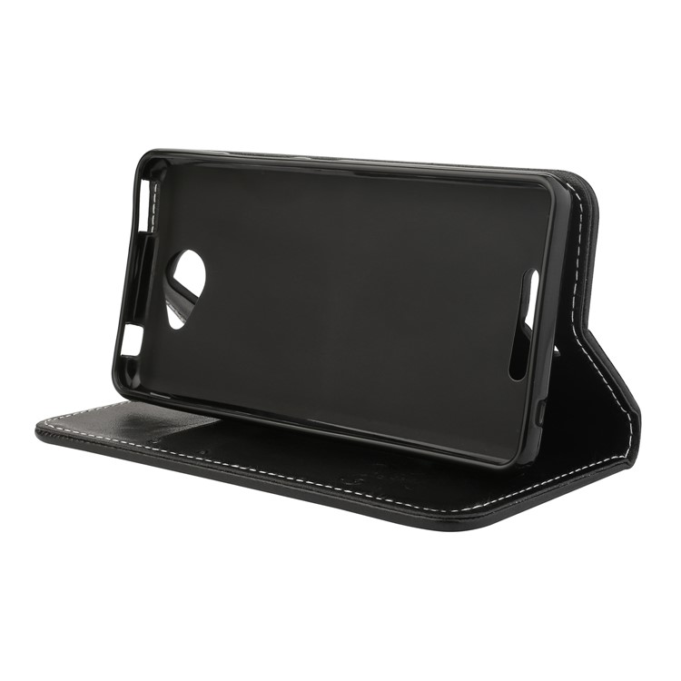 Imprint Butterfly Flower Auto-absorbed Leather Case with Card Slots for BQ Aquaris U/U Lite - Black-4
