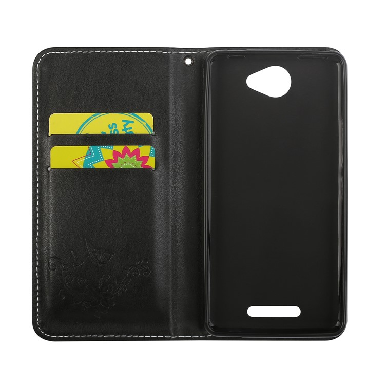 Imprint Butterfly Flower Auto-absorbed Leather Case with Card Slots for BQ Aquaris U/U Lite - Black-6