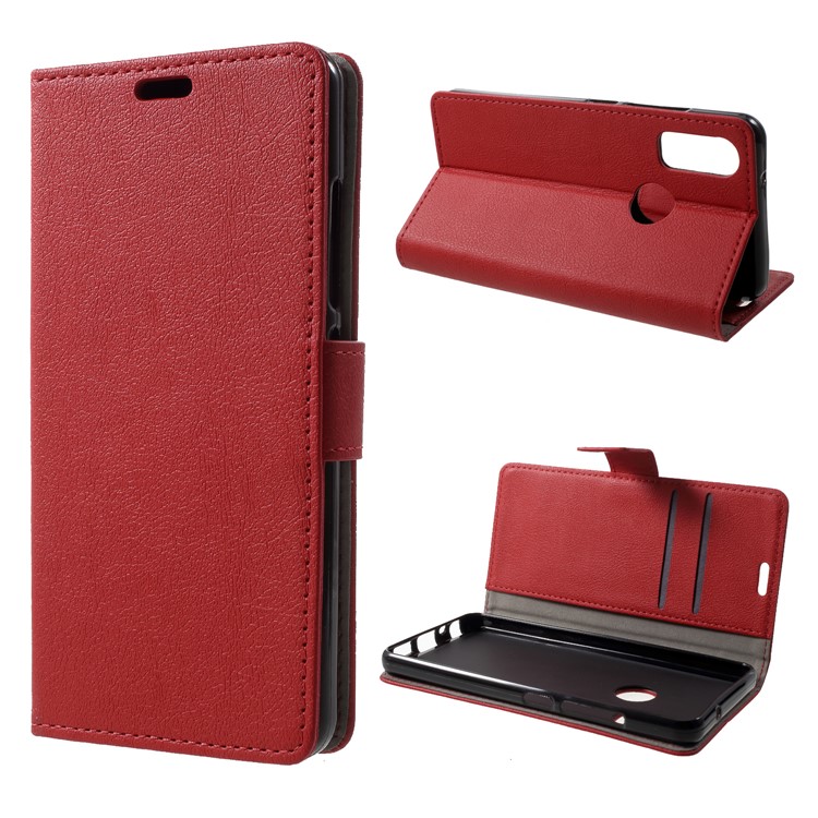 Wallet Stand Magnetic Flip Leather Phone Case for BQ Aquaris X2 - Red-1