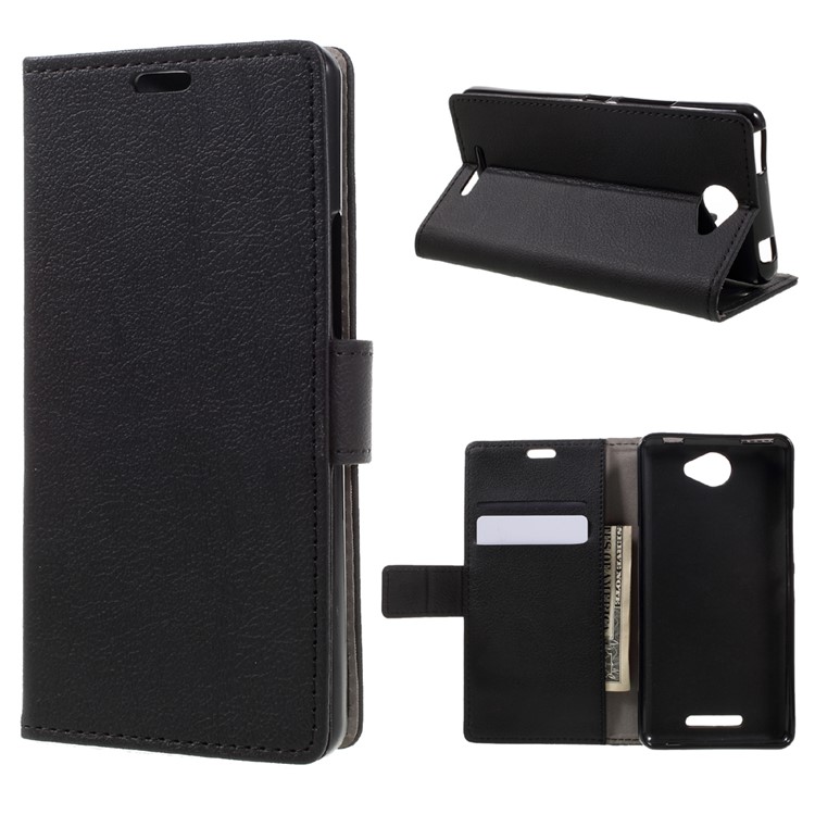 Wallet Leather Stand Case for BQ Aquaris U/U Lite - Black-1