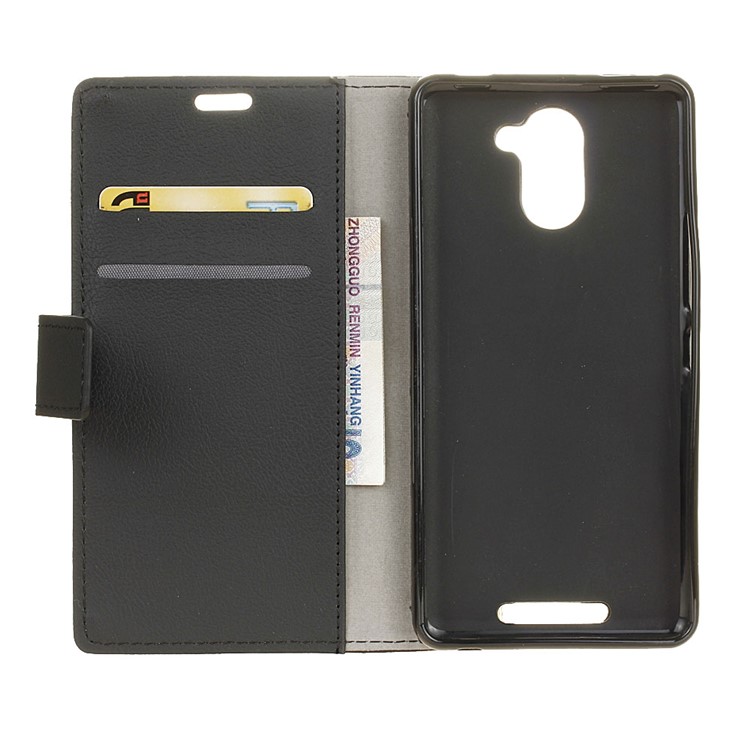 Wallet Leather Stand Case for BQ Aquaris U Plus - Black-3