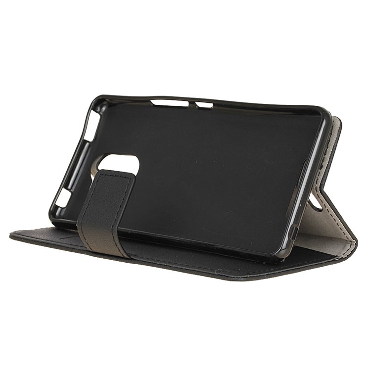 Wallet Leather Stand Case for BQ Aquaris U Plus - Black-4