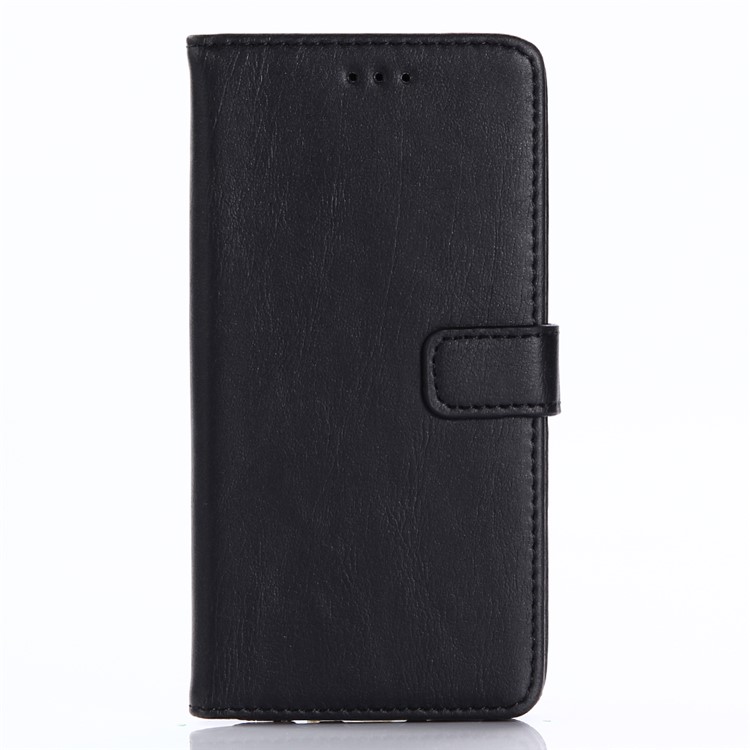 Retro Style Crazy Horse Leather Wallet Phone Shell for BQ Aquaris X - Black-1