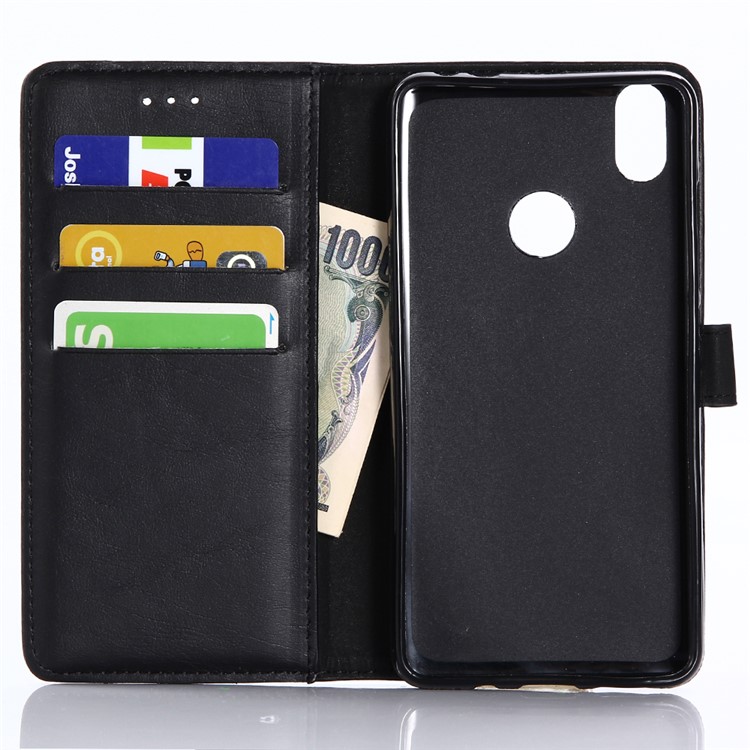 Retro Style Crazy Horse Leather Wallet Phone Shell for BQ Aquaris X - Black-3