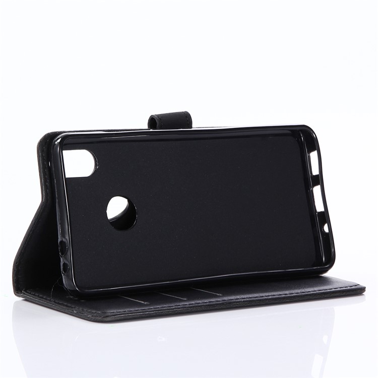 Retro Style Crazy Horse Leather Wallet Phone Shell for BQ Aquaris X - Black-5