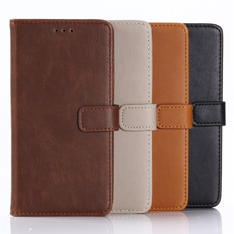 Retro Style Crazy Horse Leather Wallet Phone Shell for BQ Aquaris X - Black-6