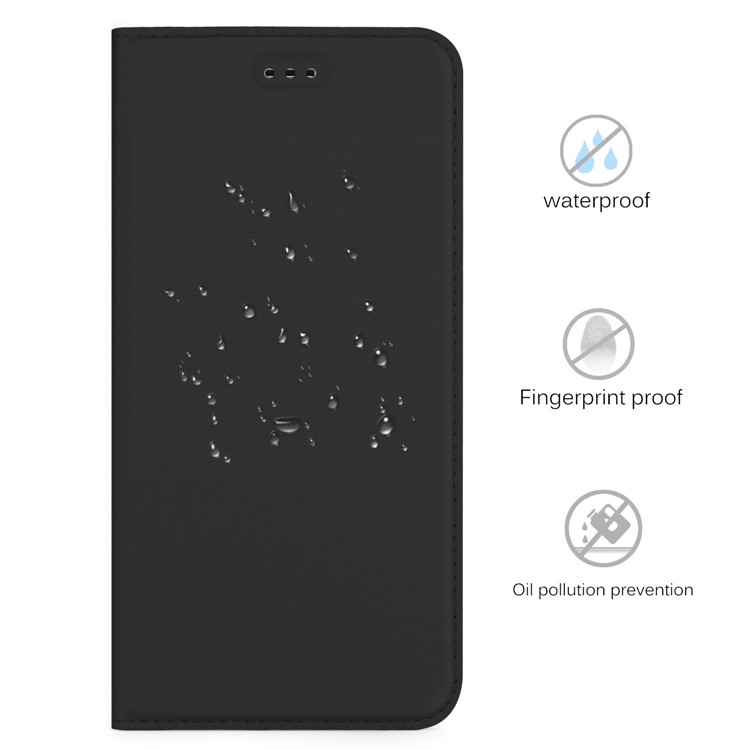 Card Slot Design PU Leather TPU Stand Phone Shell for BQ aquaris x pro - Black-2