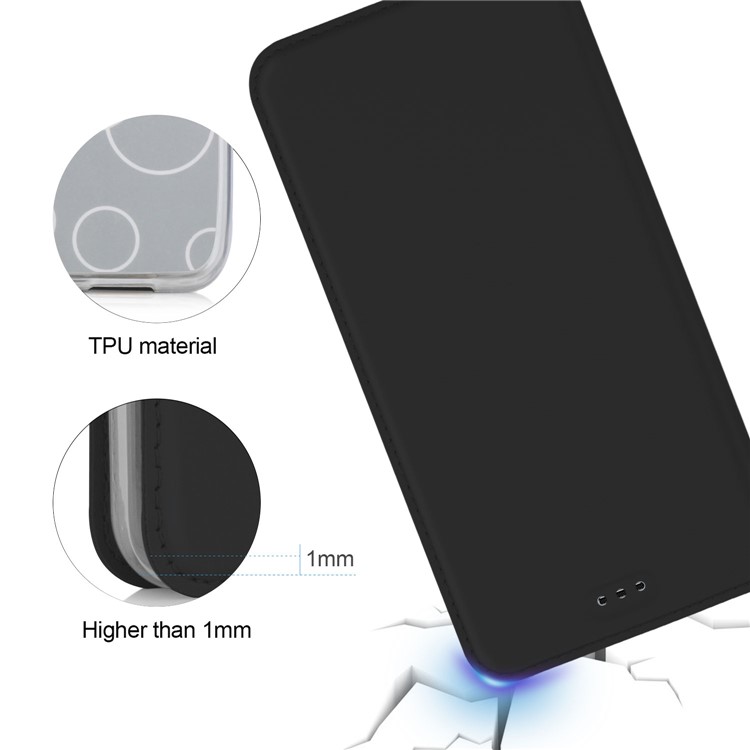 Card Slot Design PU Leather TPU Stand Phone Shell for BQ aquaris x pro - Black-5