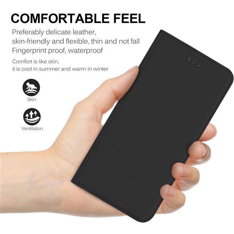 Card Slot Design PU Leather TPU Stand Phone Shell for BQ aquaris x pro - Black-8