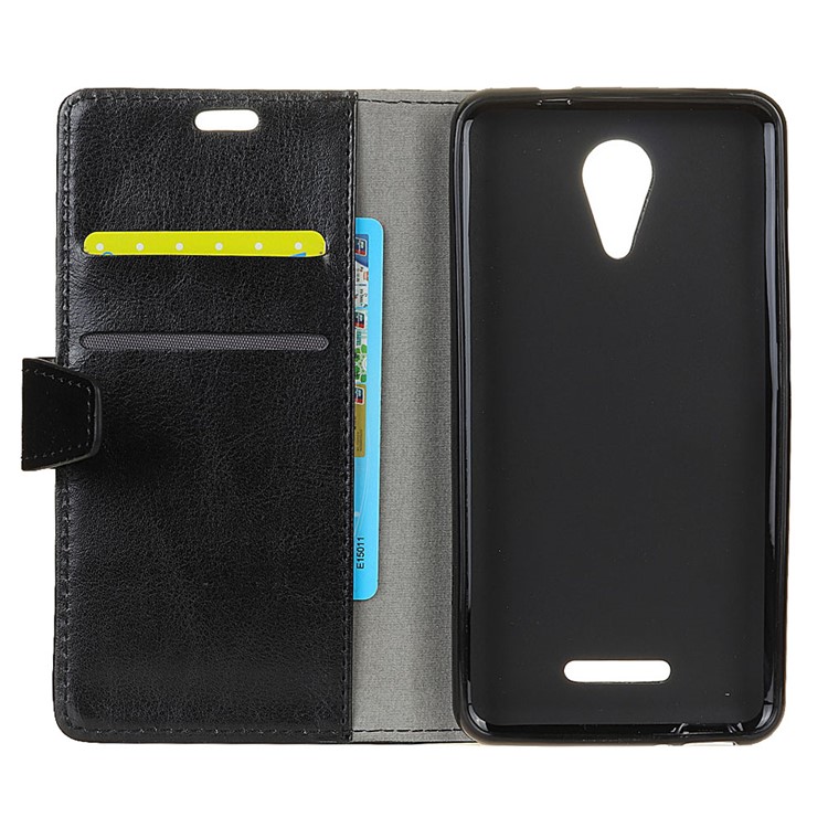Crazy Horse Stand Wallet PU Leather Case for Wiko Tommy 2 - Black-3