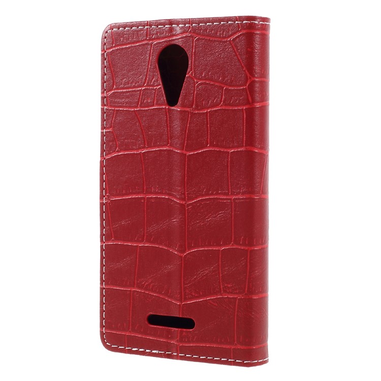 Crocodile Texture PU Leather Magnetic Stand Wallet Phone Case for Wiko Tommy 2 - Red-2