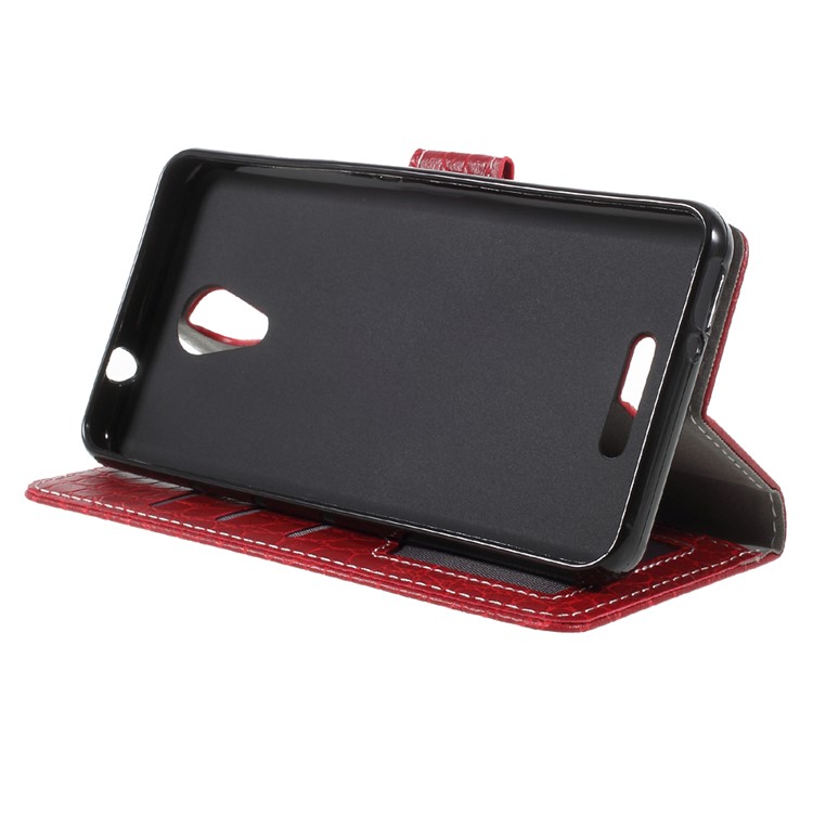Crocodile Texture PU Leather Magnetic Stand Wallet Phone Case for Wiko Tommy 2 - Red-4