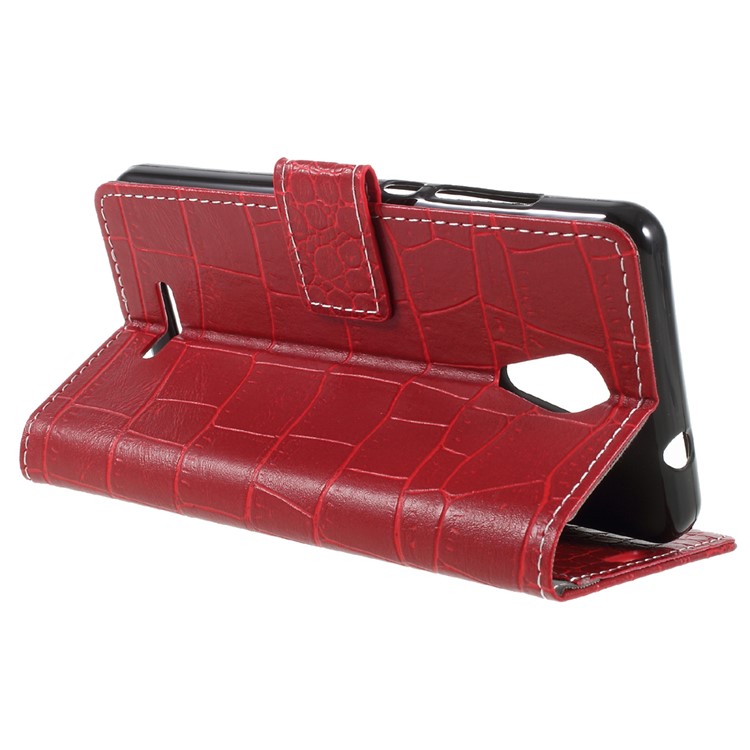 Crocodile Texture PU Leather Magnetic Stand Wallet Phone Case for Wiko Tommy 2 - Red-5