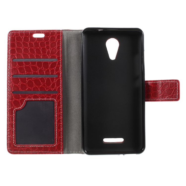 Crocodile Texture PU Leather Magnetic Stand Wallet Phone Case for Wiko Tommy 2 - Red-6