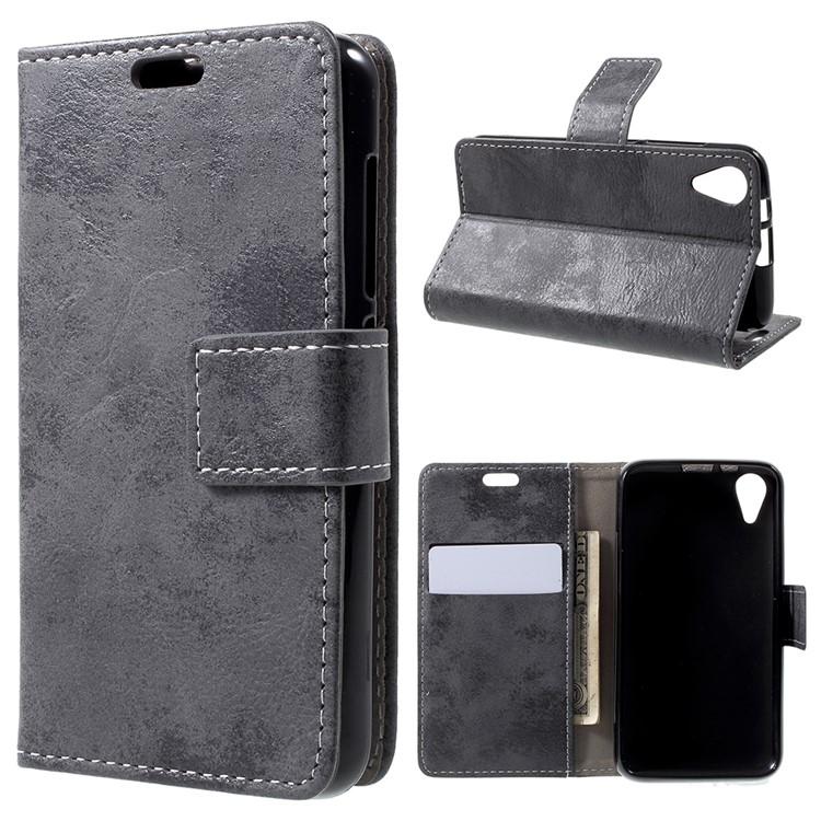 Vintage Style Wallet PU Leather Stand Mobile Phone Shell for Wiko Sunny 2 - Grey-1