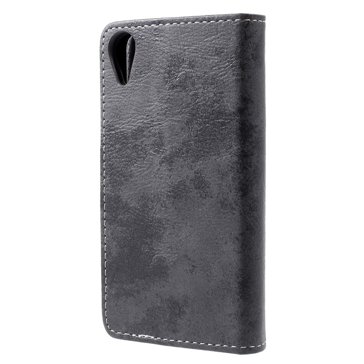 Vintage Style Wallet PU Leather Stand Mobile Phone Shell for Wiko Sunny 2 - Grey-3