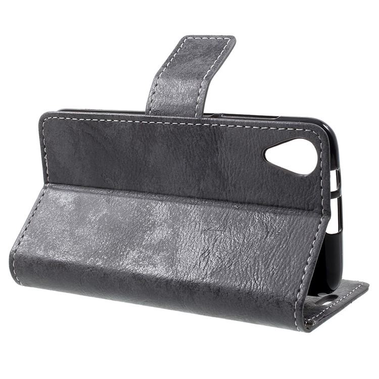 Vintage Style Wallet PU Leather Stand Mobile Phone Shell for Wiko Sunny 2 - Grey-4