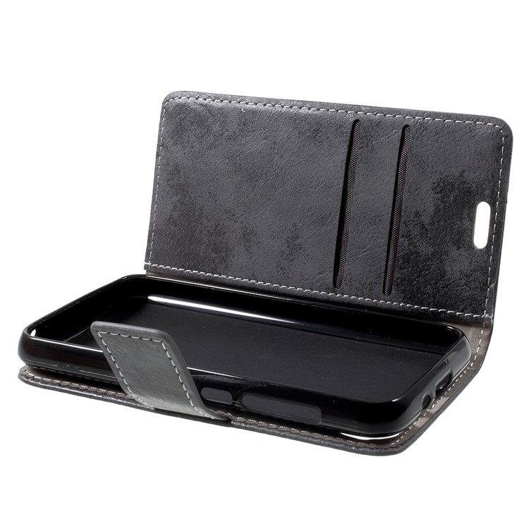Vintage Style Wallet PU Leather Stand Mobile Phone Shell for Wiko Sunny 2 - Grey-6