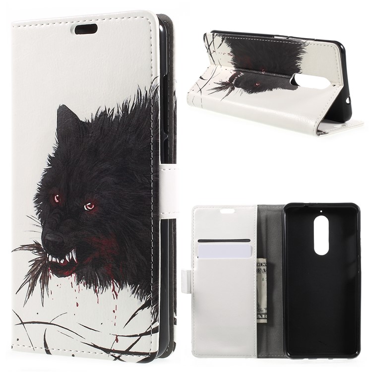 Pattern Printing Stand Wallet Leather Case for Wiko View XL - Bloody Wolf-1