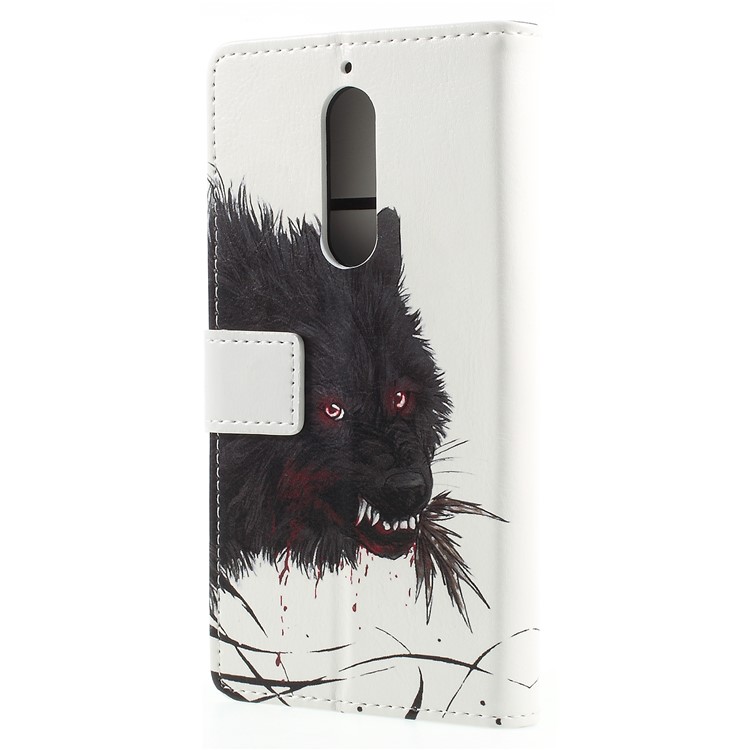 Pattern Printing Stand Wallet Leather Case for Wiko View XL - Bloody Wolf-2