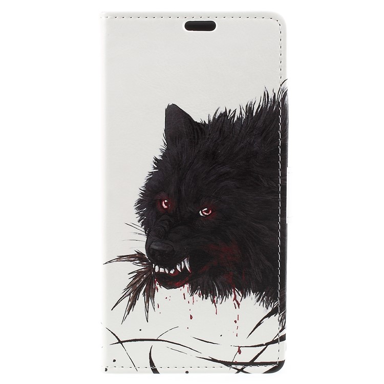 Pattern Printing Stand Wallet Leather Case for Wiko View XL - Bloody Wolf-3