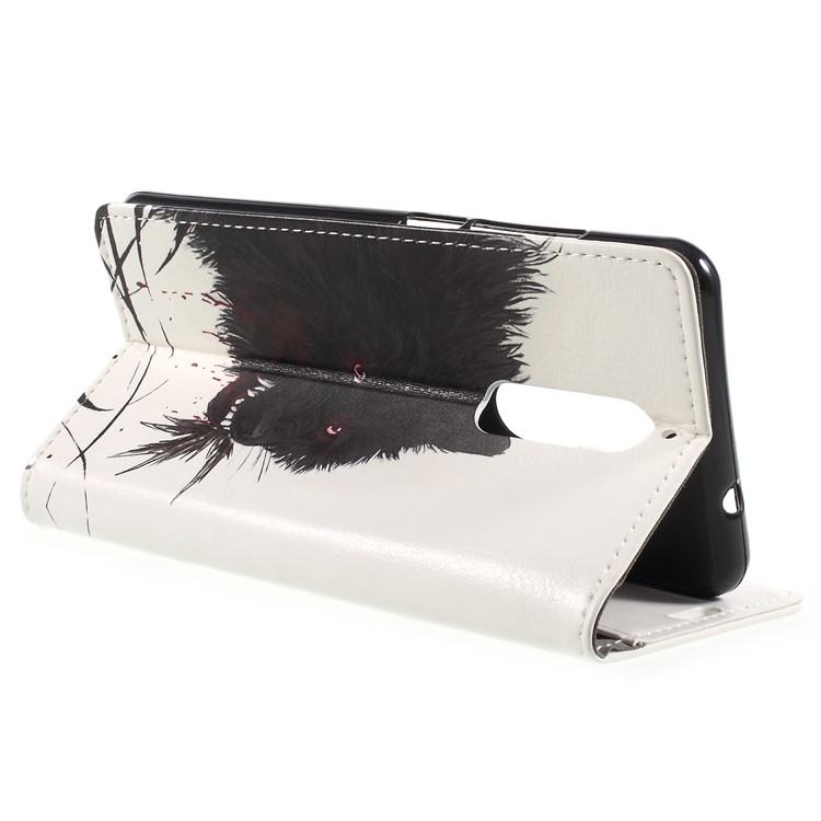 Pattern Printing Stand Wallet Leather Case for Wiko View XL - Bloody Wolf-5