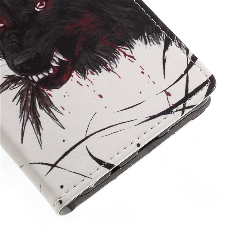 Pattern Printing Stand Wallet Leather Case for Wiko View XL - Bloody Wolf-7