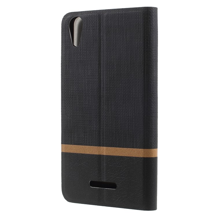Contrast Color Steel Sheet Leather Case for Wiko Lenny 4 - Black-2