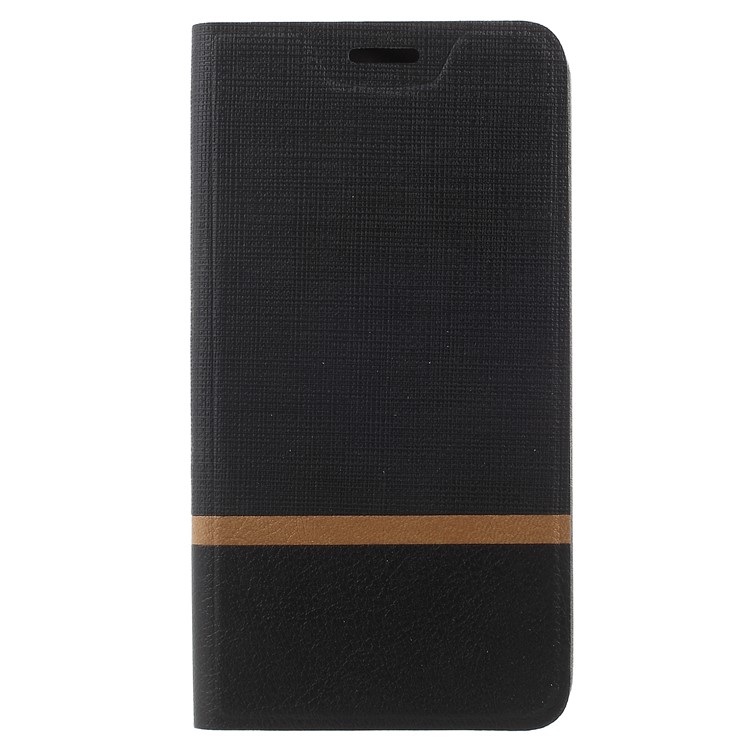 Contrast Color Steel Sheet Leather Case for Wiko Lenny 4 - Black-3