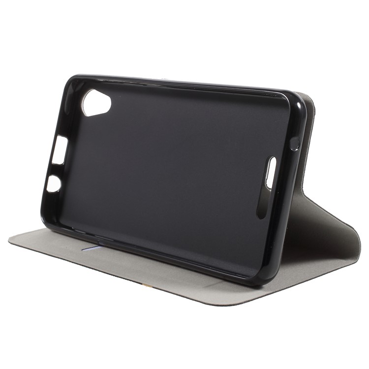Contrast Color Steel Sheet Leather Case for Wiko Lenny 4 - Black-4