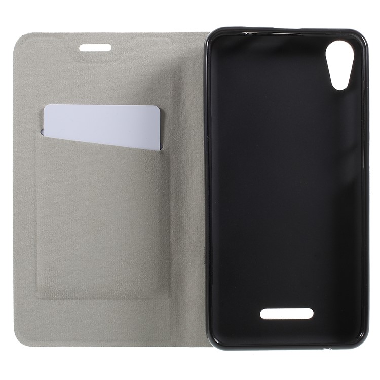 Contrast Color Steel Sheet Leather Case for Wiko Lenny 4 - Black-6