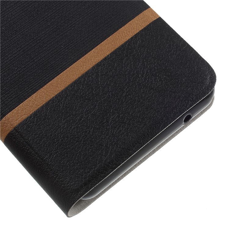 Contrast Color Steel Sheet Leather Case for Wiko Lenny 4 - Black-7