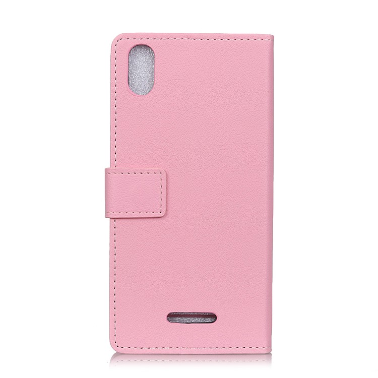 Leather Wallet Stand Magnetic Folio Phone Protective Case for Wiko Lenny 4 Plus - Pink-2