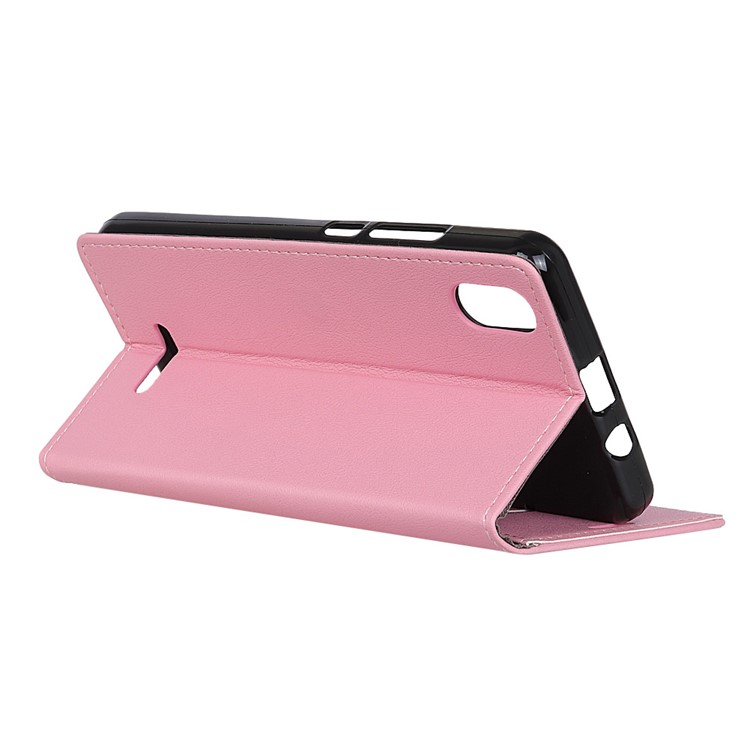Leather Wallet Stand Magnetic Folio Phone Protective Case for Wiko Lenny 4 Plus - Pink-5