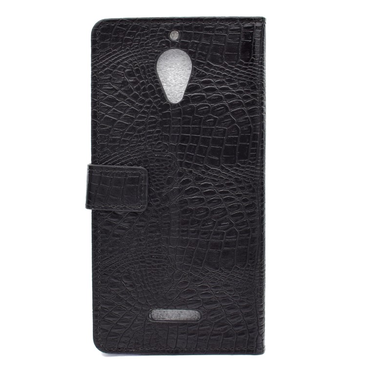 Crocodile Texture PU Leather Wallet Phone Case with Card Slots for Wiko Tommy 2 Plus - Black-2