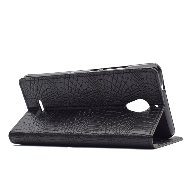Crocodile Texture PU Leather Wallet Phone Case with Card Slots for Wiko Tommy 2 Plus - Black-5