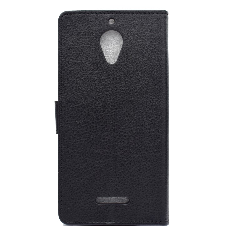 Litchi Skin PU Leather Wallet Stand Phone Case for Wiko Tommy 2 Plus - Black-2