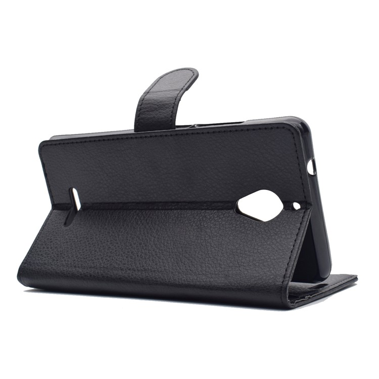 Litchi Skin PU Leather Wallet Stand Phone Case for Wiko Tommy 2 Plus - Black-4