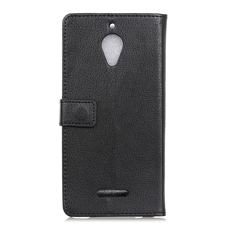 Litchi Skin PU Leather Wallet Stand Phone Shell for Wiko Tommy 2 Plus - Black-2