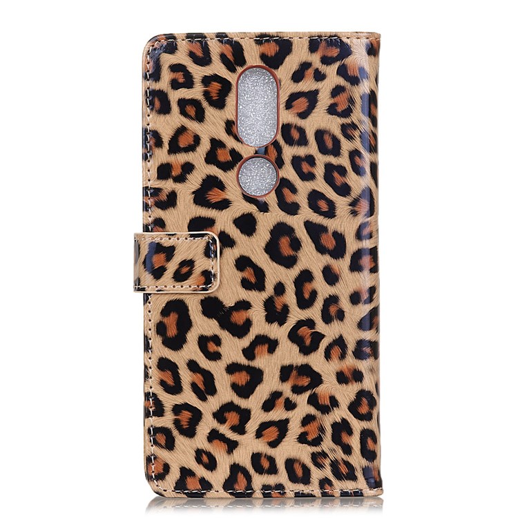Glossy Leopard Leather Wallet Case with Stand for Wiko View Prime-2