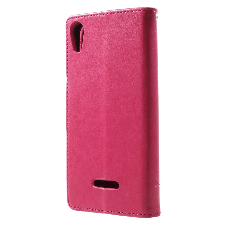 Imprint Butterfly Flower Leather Wallet Phone Case for Wiko Lenny 4 - Rose-2