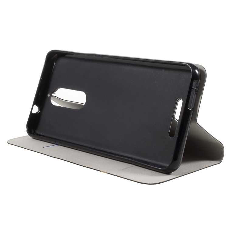 Cross Texture Contrast Color Steel Sheet Leather Card Holder Case for Wiko View - Black-4