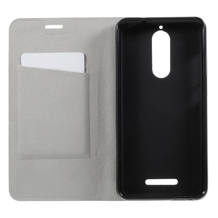 Cross Texture Contrast Color Steel Sheet Leather Card Holder Case for Wiko View - Black-6