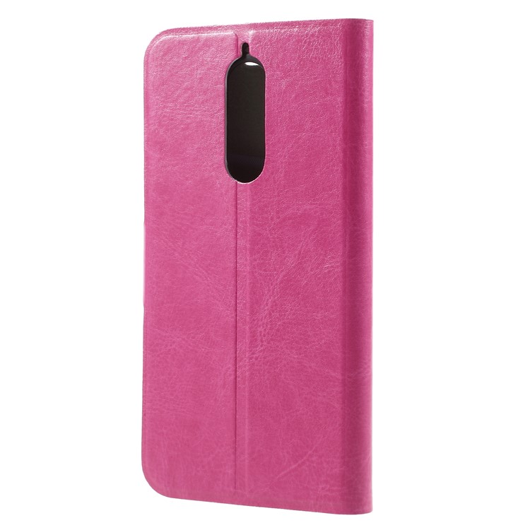 Crazy Horse Card Holder PU Leather Stand Phone Case for Wiko View XL (Built-in Steel Sheet) - Rose-2