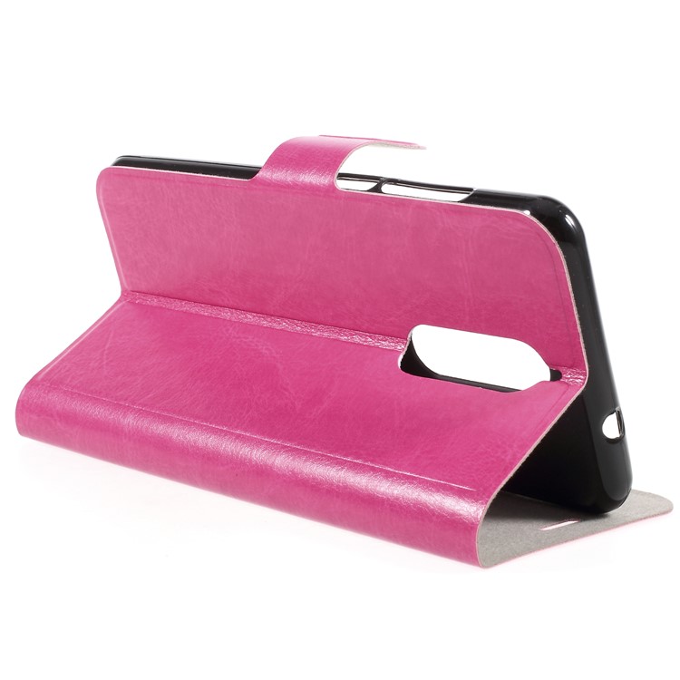 Crazy Horse Card Holder PU Leather Stand Phone Case for Wiko View XL (Built-in Steel Sheet) - Rose-5