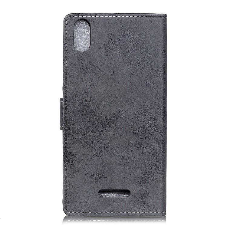 Vintage Style Flip Leather Wallet Stand Cell Phone Case Shell for Wiko Lenny 4 Plus - Grey-5