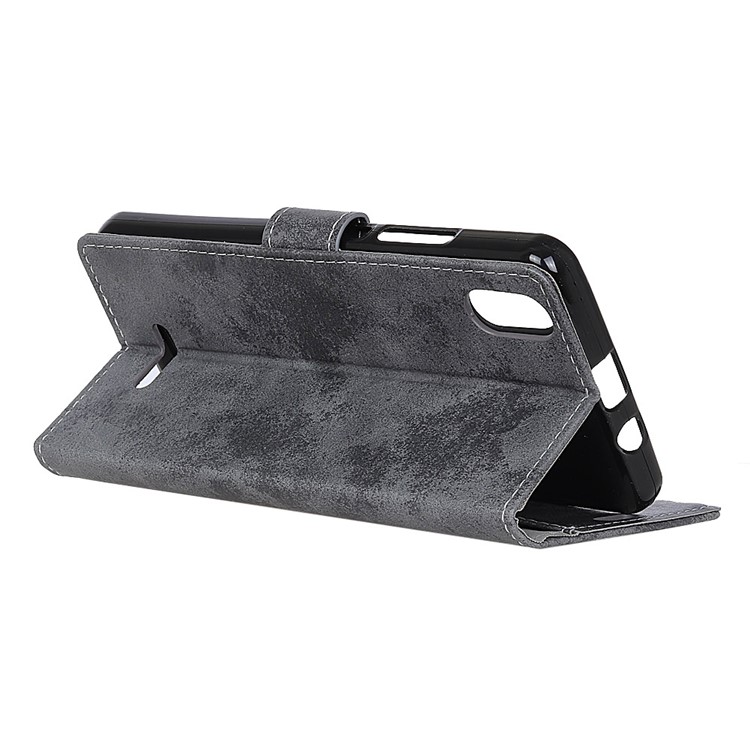 Vintage Style Flip Leather Wallet Stand Cell Phone Case Shell for Wiko Lenny 4 Plus - Grey-7