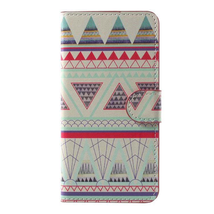 Pattern Printing Leather Card Slots Stand Folio Case for Wiko Sunny 2 Plus - Triangle-2