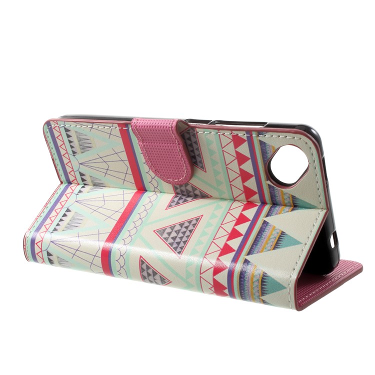 Pattern Printing Leather Card Slots Stand Folio Case for Wiko Sunny 2 Plus - Triangle-4