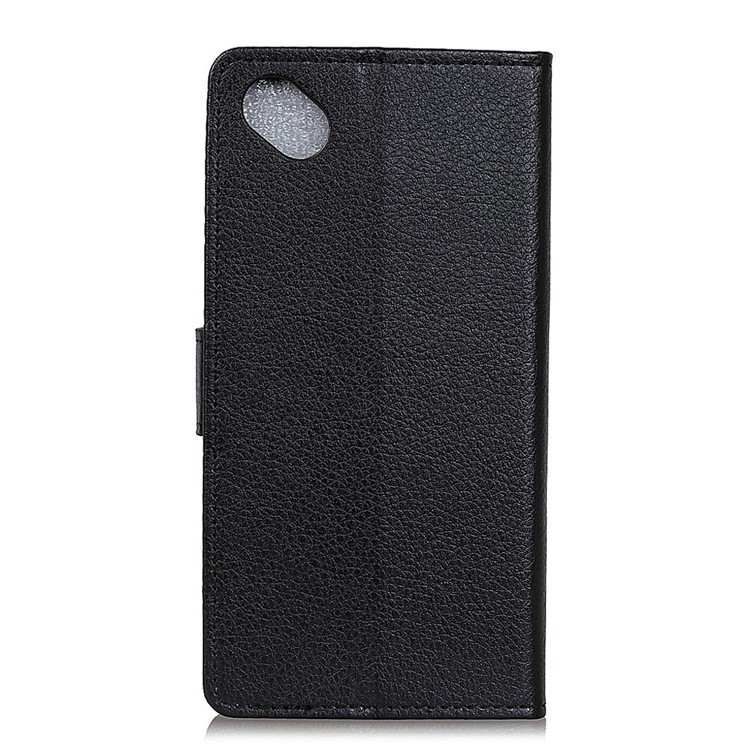 Litchi Skin PU Leather Wallet Case with Stand for Wiko Sunny 2 Plus - Black-3